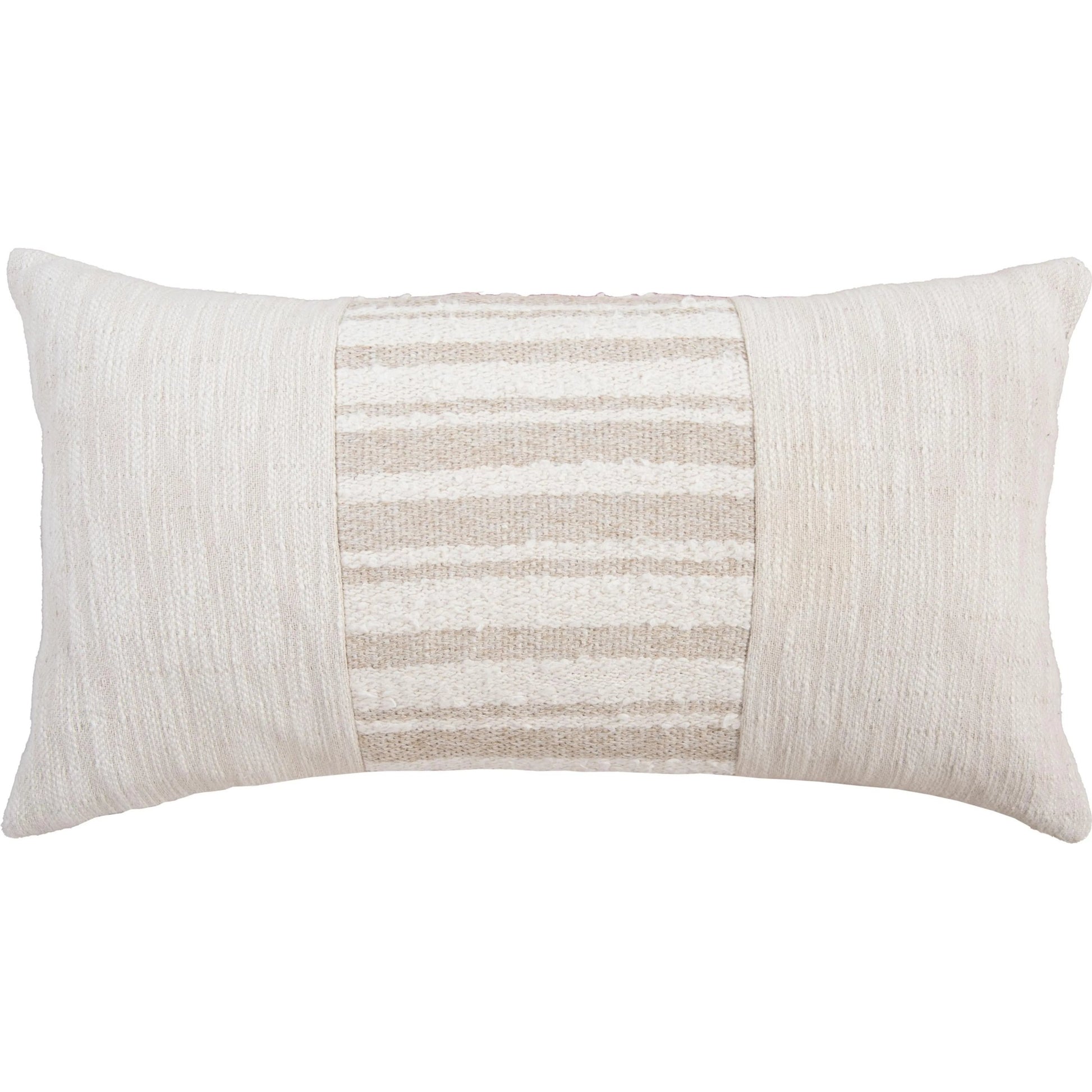 Mount Pillow by HedgeApple Essentials in beige. Made from yarn dyed cotton texture in a transitional style.