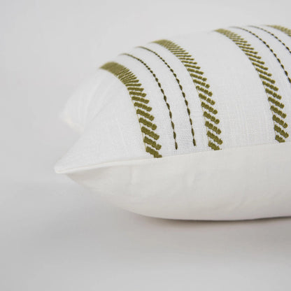 Washakie Pillow by HedgeApple Essentials in green, white. Made from polyester, cotton slub in a transitional style.
