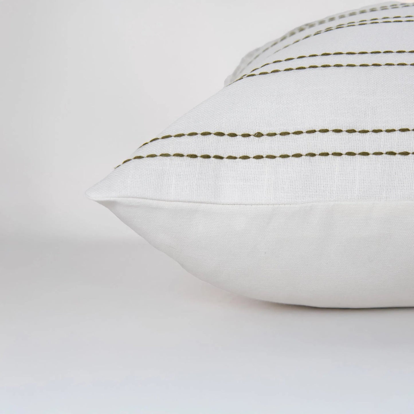 004 SI-2438715 | Closeup | Addison Pillow by HedgeApple Essentials in green, white. Made from polyester, cotton slub in a transitional style.