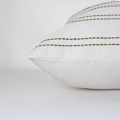 Addison Pillow by HedgeApple Essentials in green, white. Made from polyester, cotton slub in a transitional style.