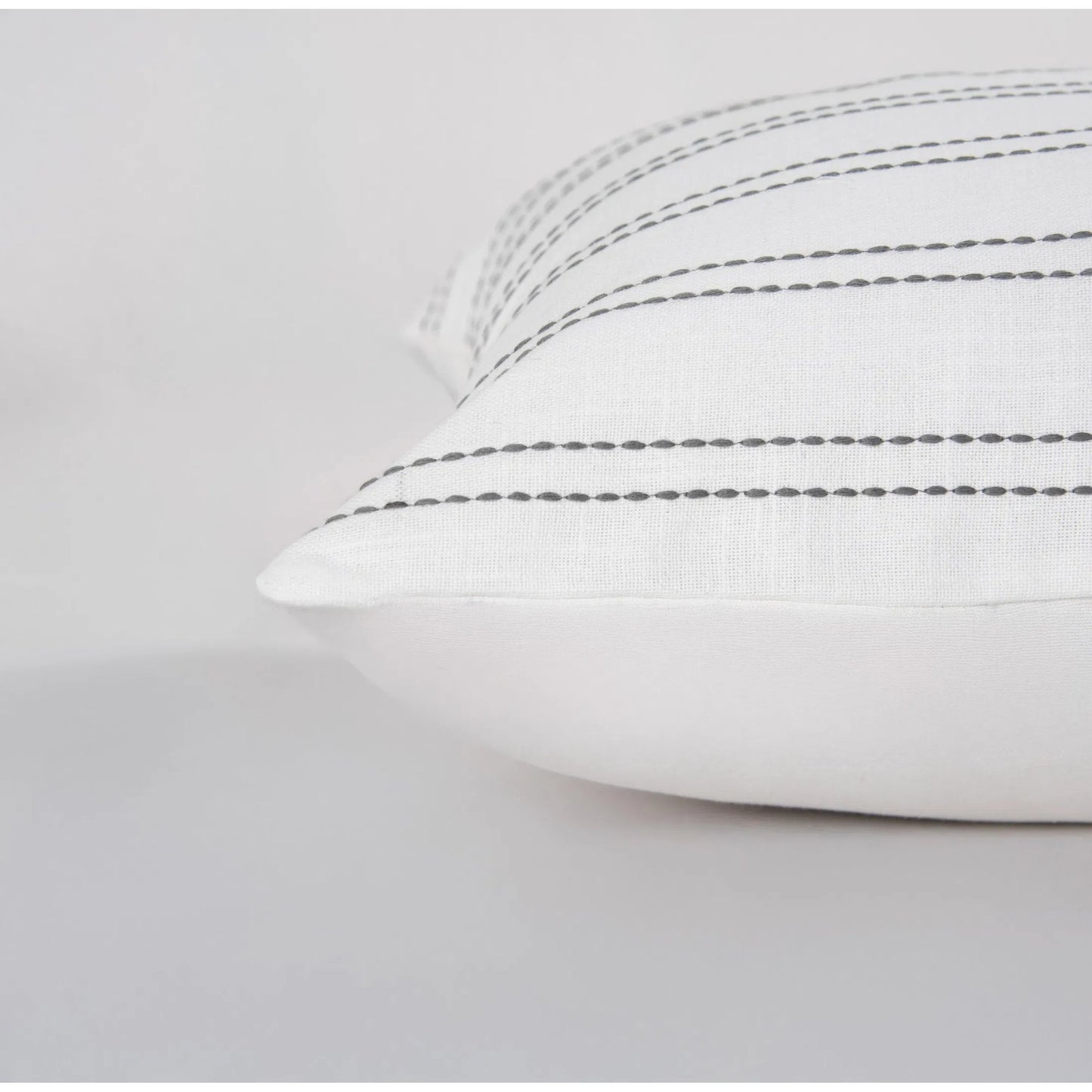 003 SI-2438773 | Closeup | Clinton Pillow by HedgeApple Essentials in grey, white. Made from polyester, cotton slub in a transitional style.