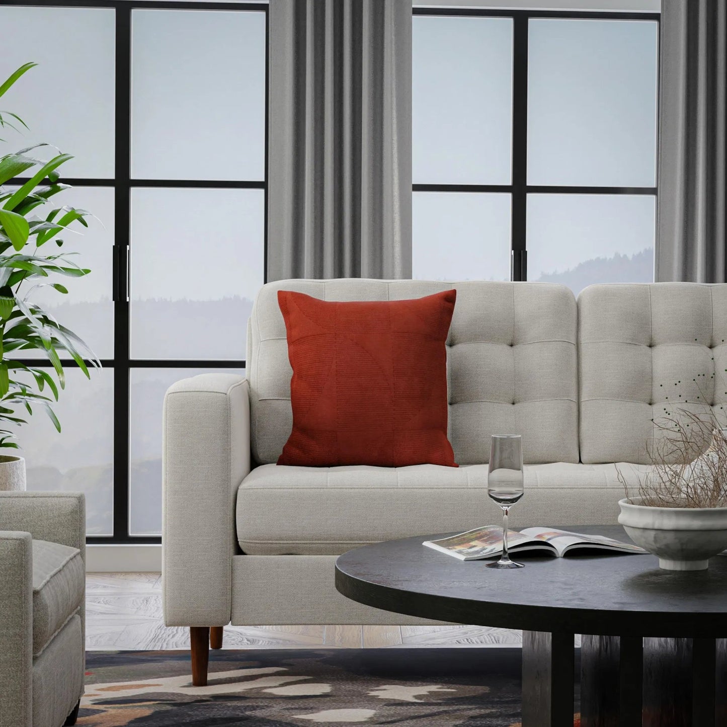 005 SI-2438919 | Lifestyle | Sierra Pillow by HedgeApple Essentials in red, orange, rust, terra cotta. Made from polyester, cotton voile in a modern style.