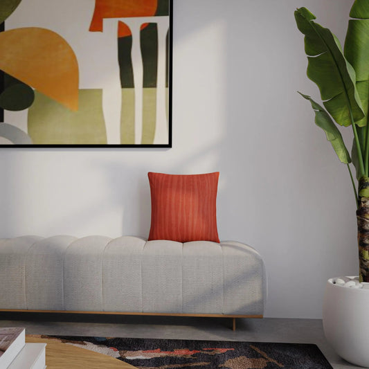 Kanabec Pillow by HedgeApple Essentials in rust. Made from polyester, cotton voile in a unique style.
