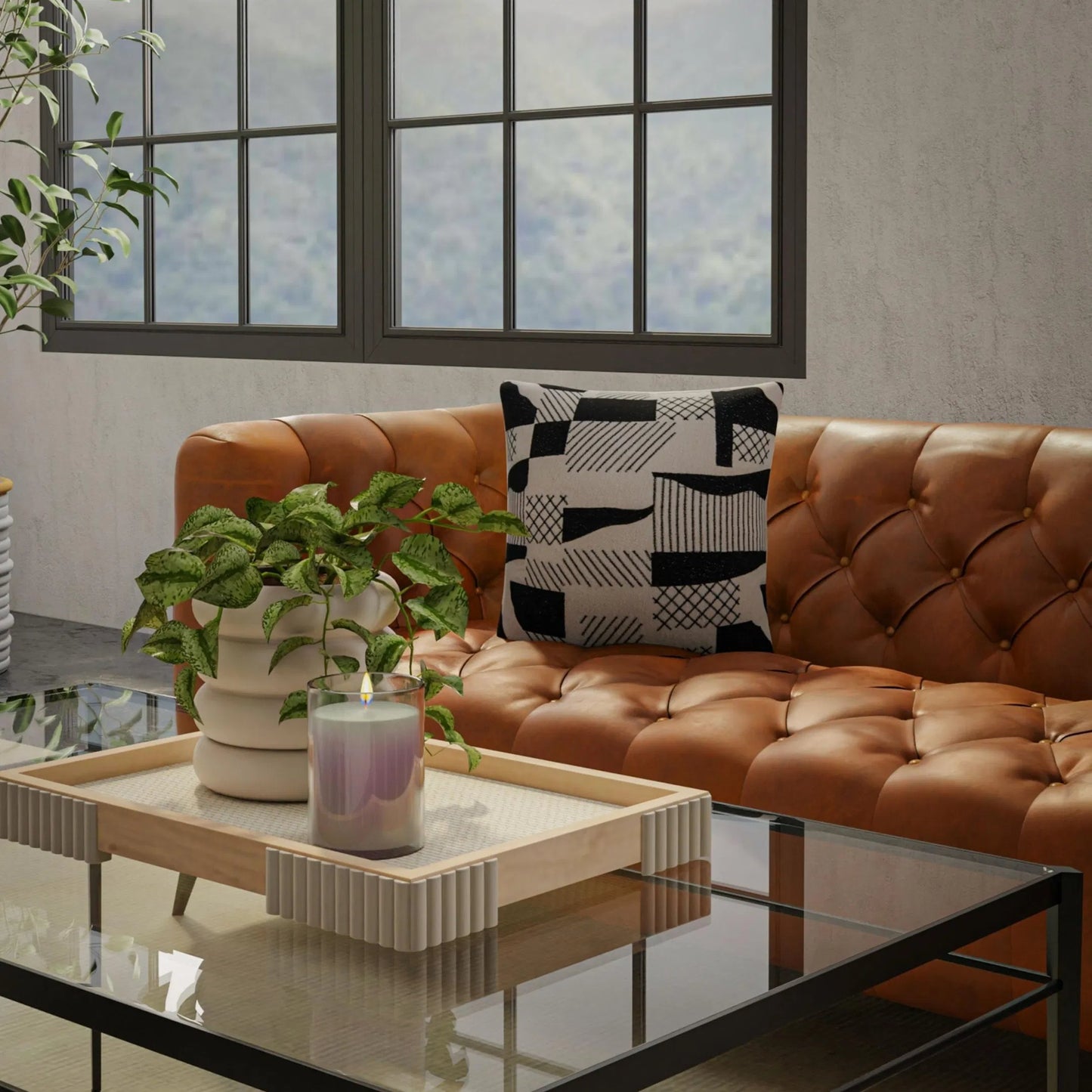 005 SI-2296016 | Lifestyle | Deschutes Pillow by HedgeApple Essentials in natural, black. Made from polyester, cotton jacquard in a eclectic & global style.