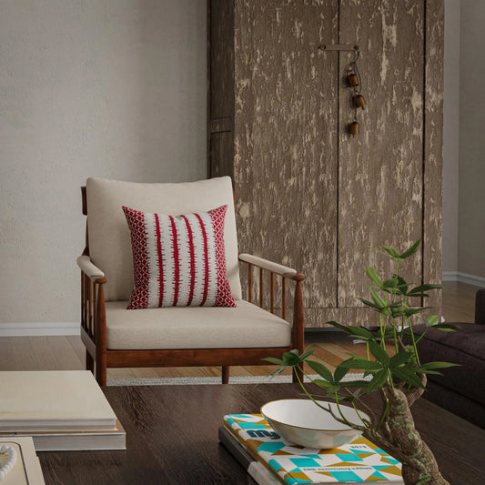 Pine Pillow by HedgeApple Essentials in red. Made from polyester, cotton slub in a unique style.