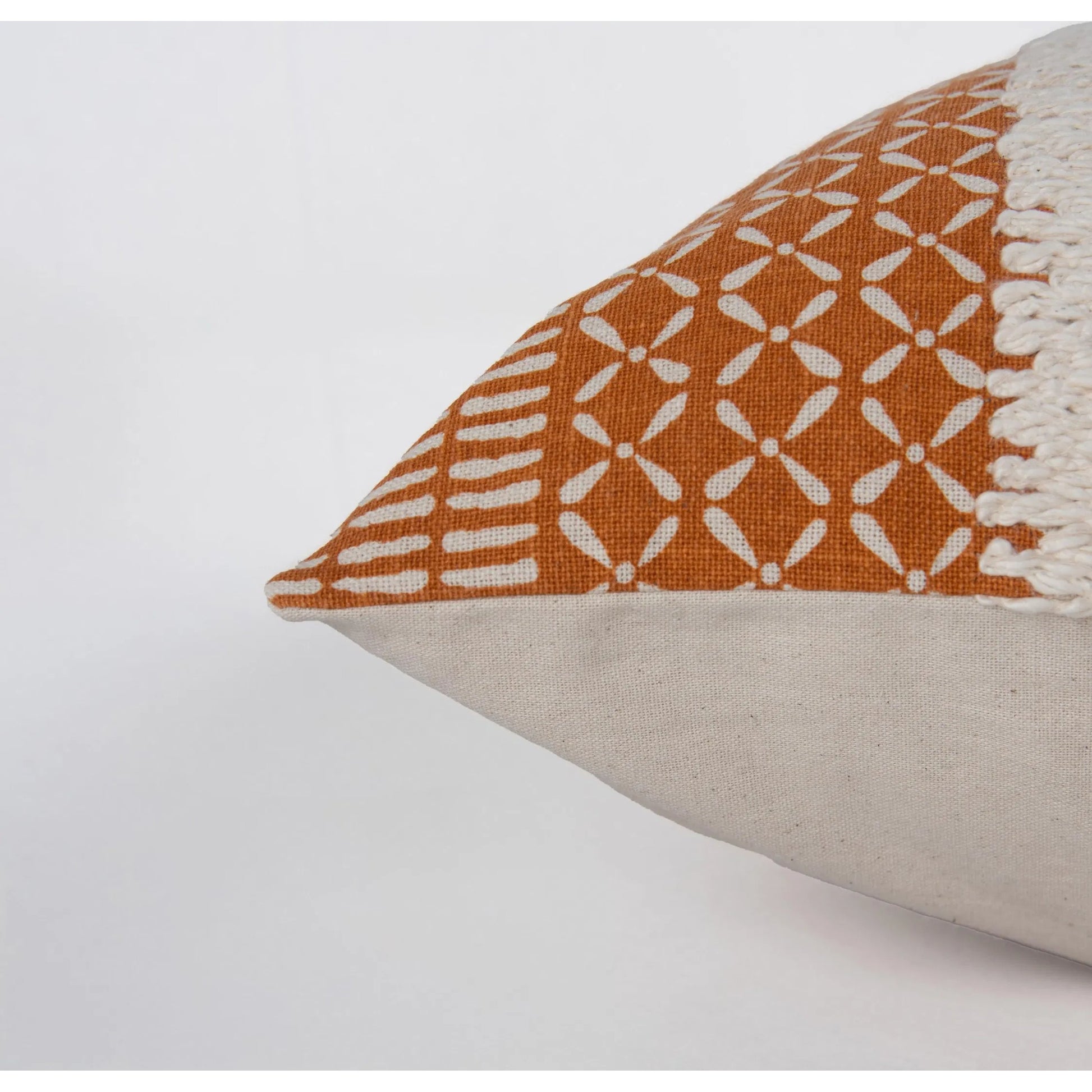 Garrard Pillow by HedgeApple Essentials in orange. Made from polyester, cotton slub in a eclectic & global style.