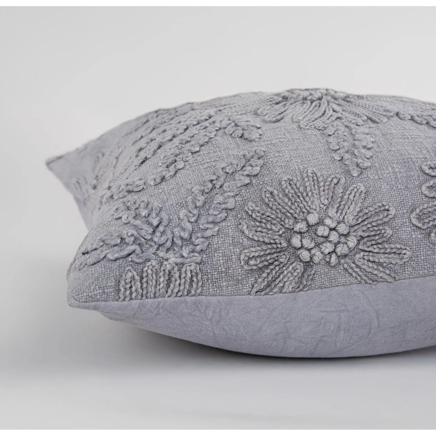 004 SI-2438815,SI-2438816,SI-2438817 | Closeup | Hope Pillow by HedgeApple Essentials in light grey, grey. Made from polyester, cotton texture in a eclectic & global style.