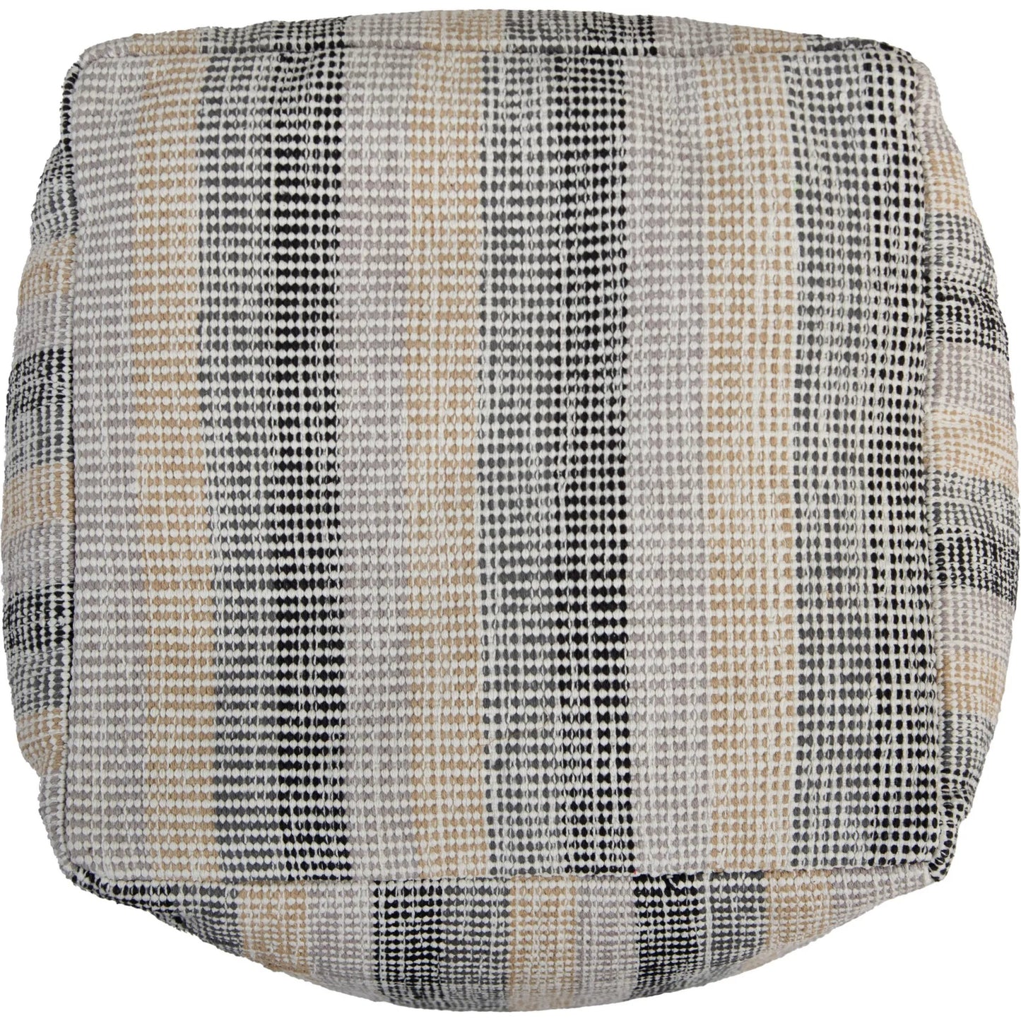 002 SI-2438418 | Closeup | Travis Pouf by HedgeApple Essentials in beige, gray, grey, taupe, black. Made from cotton, polyester in a transitional style.