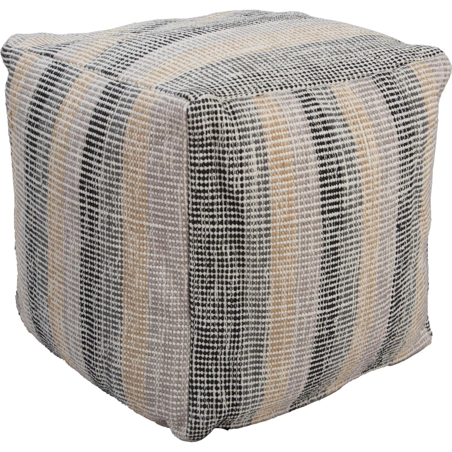000 SI-2438418 | Primary Silo | Travis Pouf by HedgeApple Essentials in beige, gray, grey, taupe, black. Made from cotton, polyester in a transitional style.
