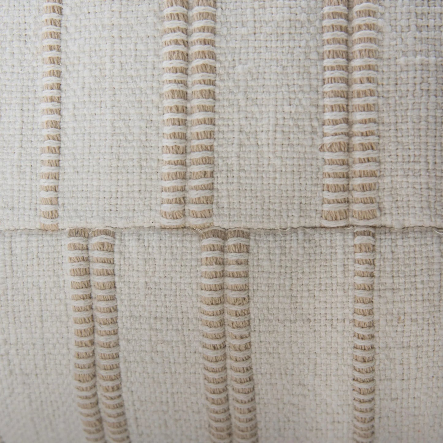 001 SI-2438869 | Closeup | Roane Pouf by HedgeApple Essentials in ivory. Made from cotton, polyester in a transitional style.