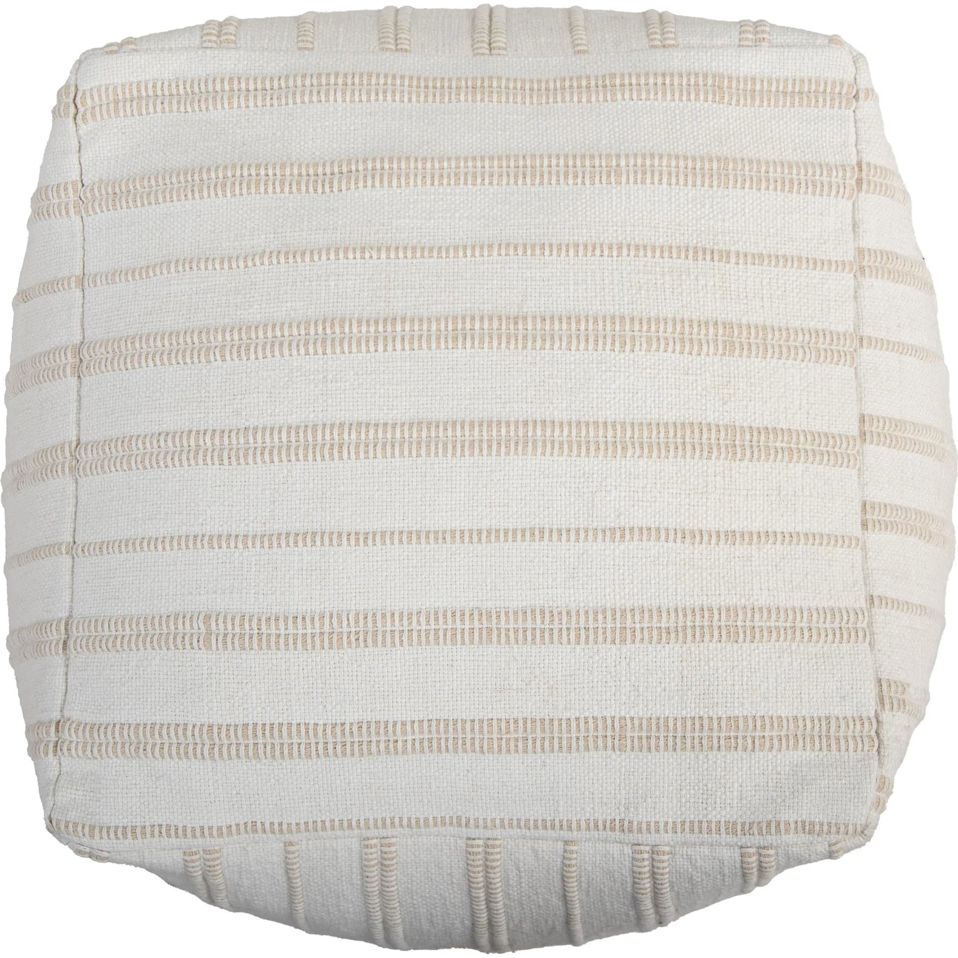 Roane Pouf by HedgeApple Essentials in ivory. Made from cotton, polyester in a transitional style.