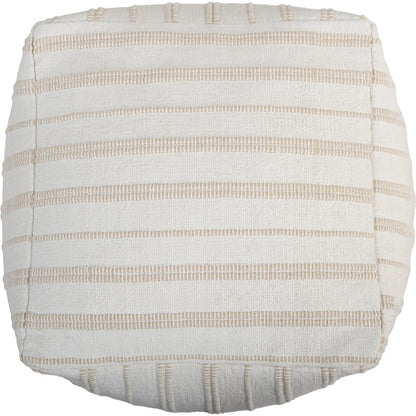 Roane Pouf by HedgeApple Essentials in ivory. Made from cotton, polyester in a transitional style.