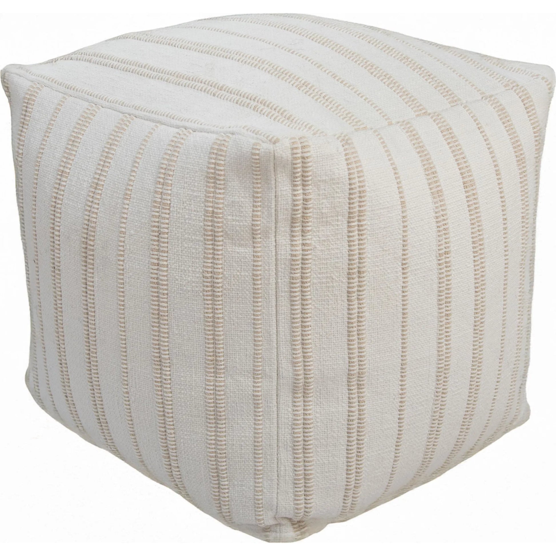 Roane Pouf by HedgeApple Essentials in ivory. Made from cotton, polyester in a transitional style.