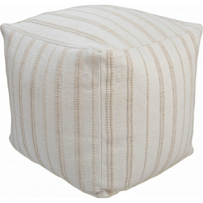 Roane Pouf by HedgeApple Essentials in ivory. Made from cotton, polyester in a transitional style.