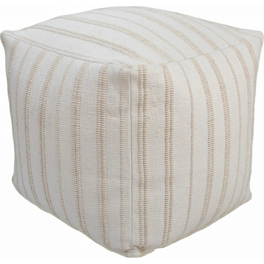 Roane Pouf by HedgeApple Essentials in ivory. Made from cotton, polyester in a unique style.