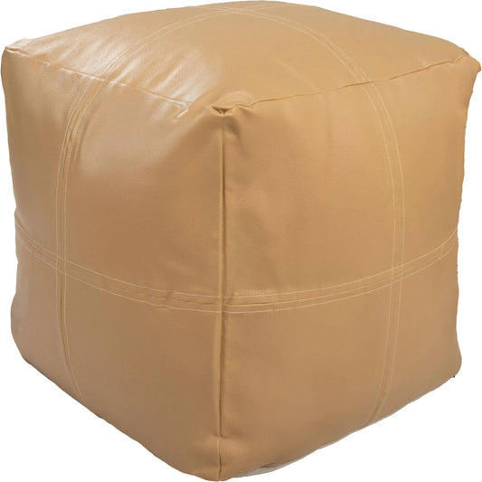 Henderson Pouf by HedgeApple Essentials in beige. Made from faux leather, polyester in a unique style.