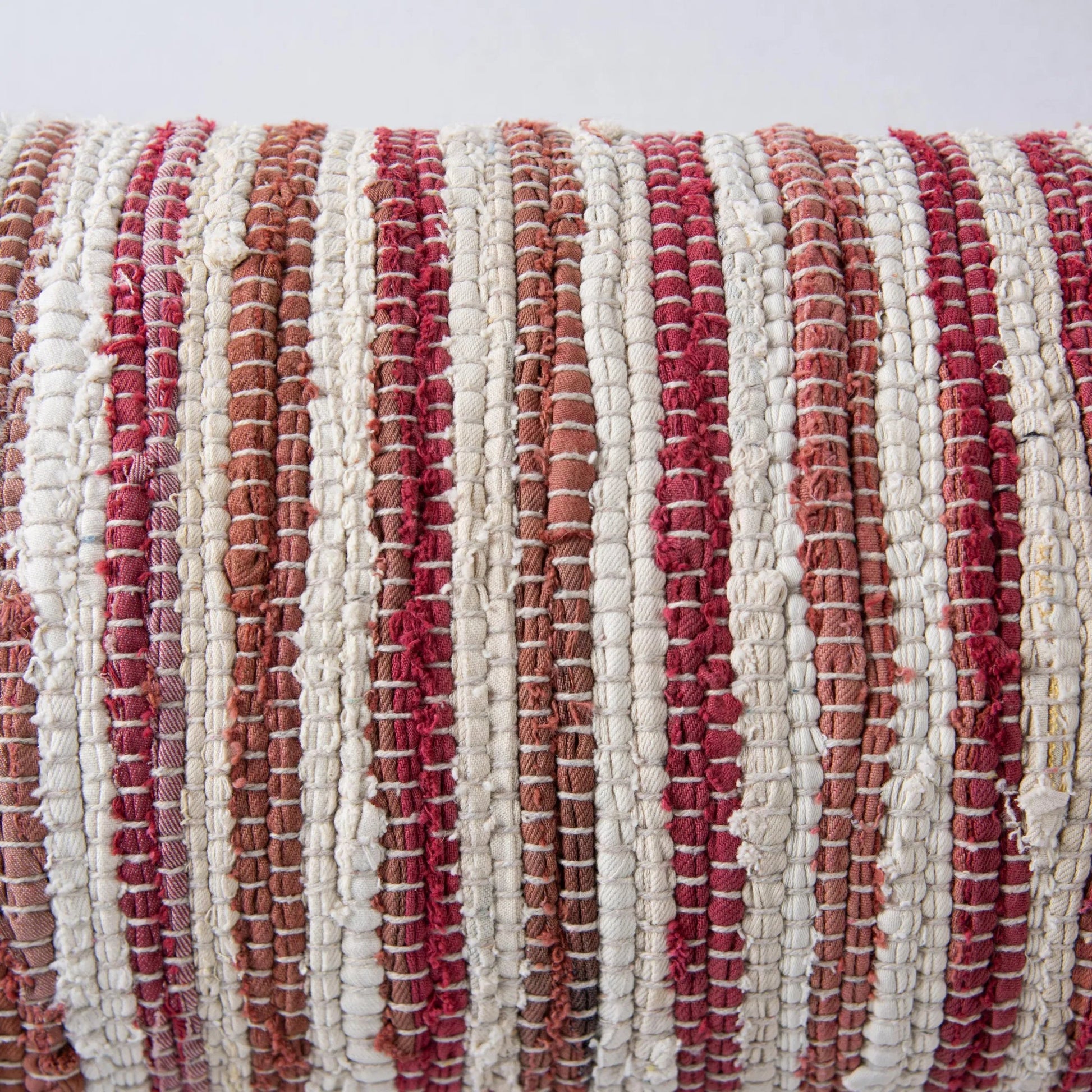 Apache Pillow by HedgeApple Essentials in red, berry. Made from recycled denim in a rustic style.