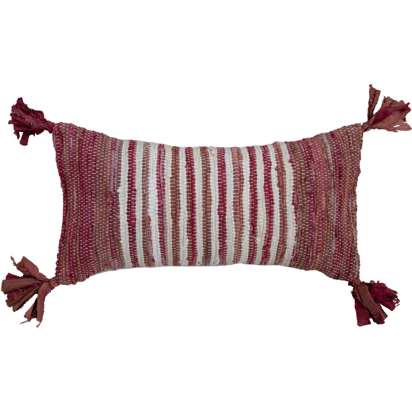 001 SI-2438923,SI-2438924,SI-2438925 | Primary Silo | Apache Pillow by HedgeApple Essentials in red, berry. Made from recycled denim in a rustic style.