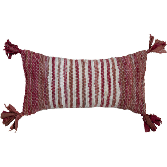 Apache Pillow by HedgeApple Essentials in red, berry. Made from recycled denim in a unique style.