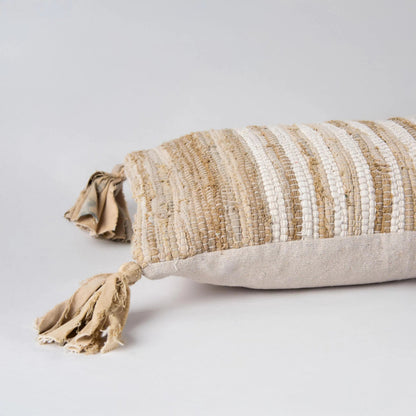 Phillipsburg Pillow by HedgeApple Essentials in beige, tan, ivory. Made from recycled denim in a rustic style.