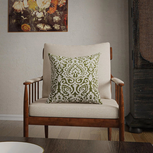 Page Pillow by HedgeApple Essentials in green. Made from cotton burlap in a unique style.