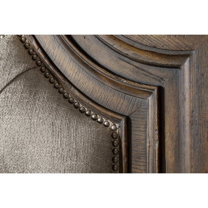 Fair Oaks Headboard by Hooker Furniture in beige and saddle brown, blackwood desert. Made from white oak veneers, fabric, resin in a traditional style.