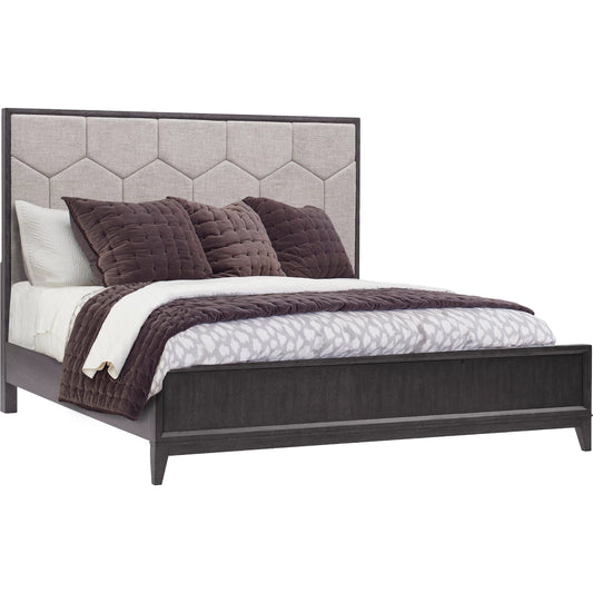 Quincy Upholstered Bed by Pulaski Furniture in molasses. Made from ash wood veneers in a unique style.