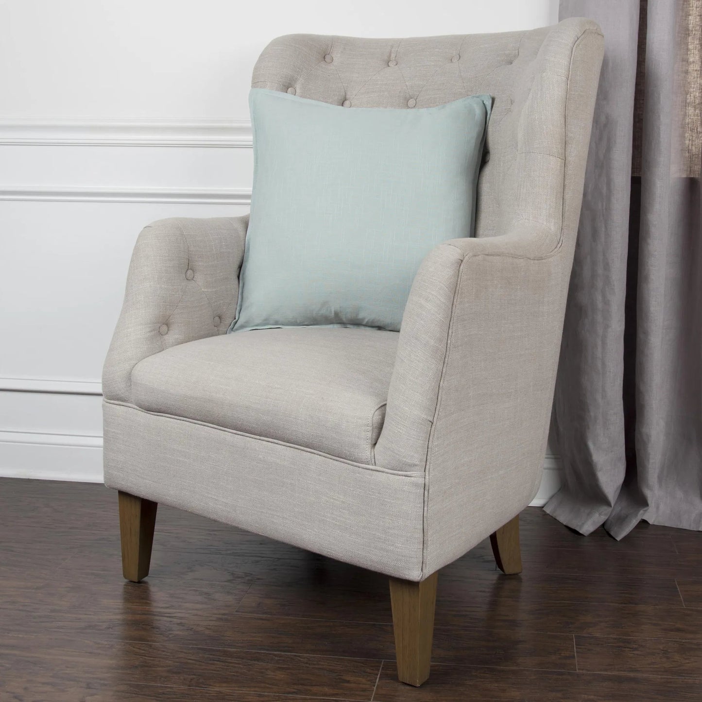 002 SI-2438409 | Lifestyle | Schenectady Pillow by HedgeApple Essentials in aqua. Made from cotton in a transitional style.