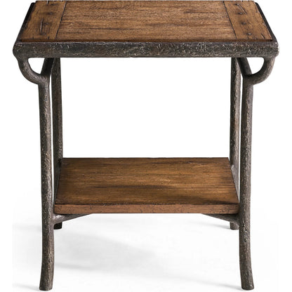Forge Iron Square End Table by Jonathan Charles in cast metal finish. Made from main aluminum in a unique style.