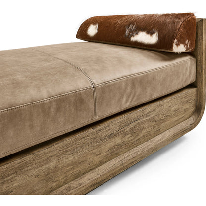 Stone Ridge Leather & Hide Daybed by Jonathan Charles in tully light acacia. Made from acacia veneer in a cottage & farmhouse style.