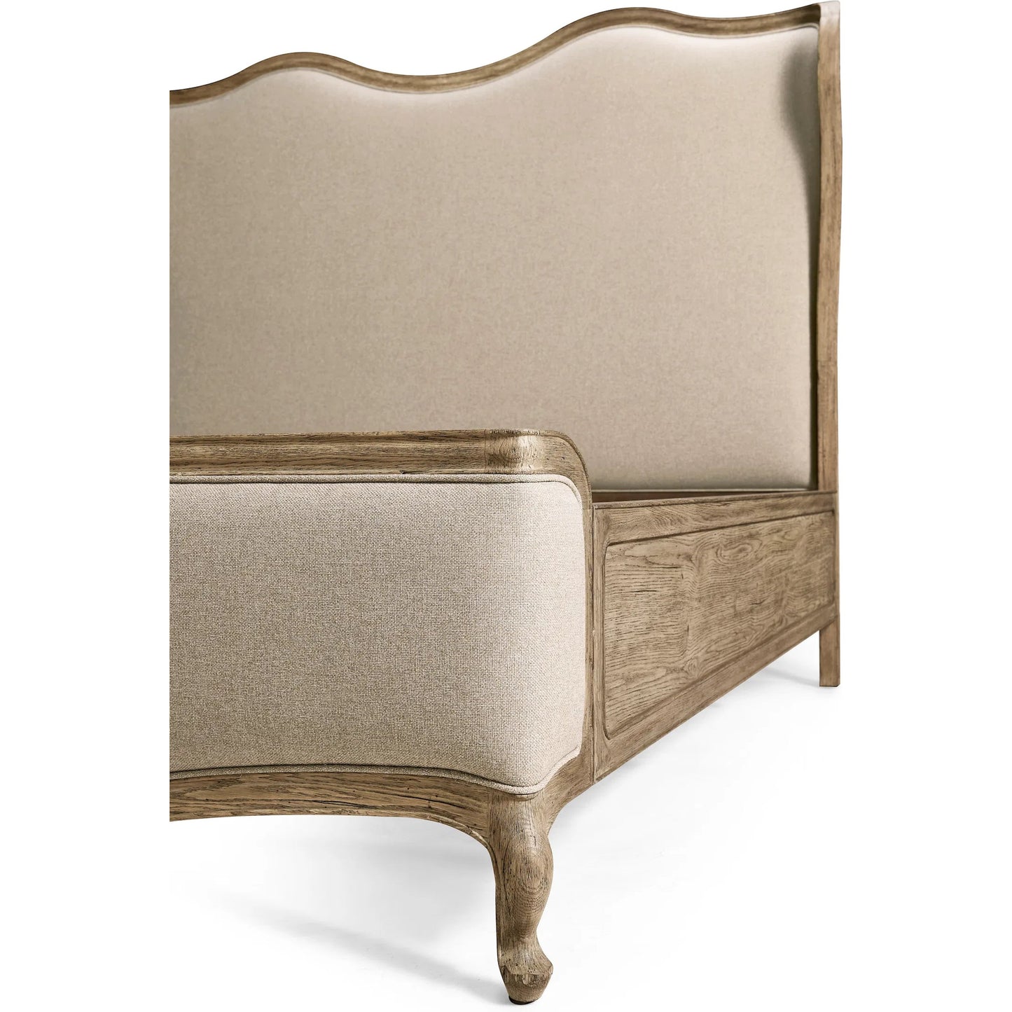 011 SI-2334495 | Closeup | Echo Canyon Upholstered Bed by Jonathan Charles in faded oak. Made from oak, fabric in a unique style.