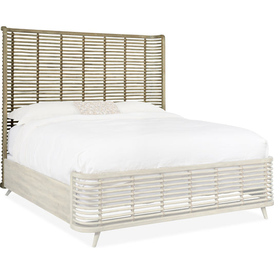 Surfrider Rattan Headboard by Hooker Furniture in driftwood. Made from rope in a coastal style.