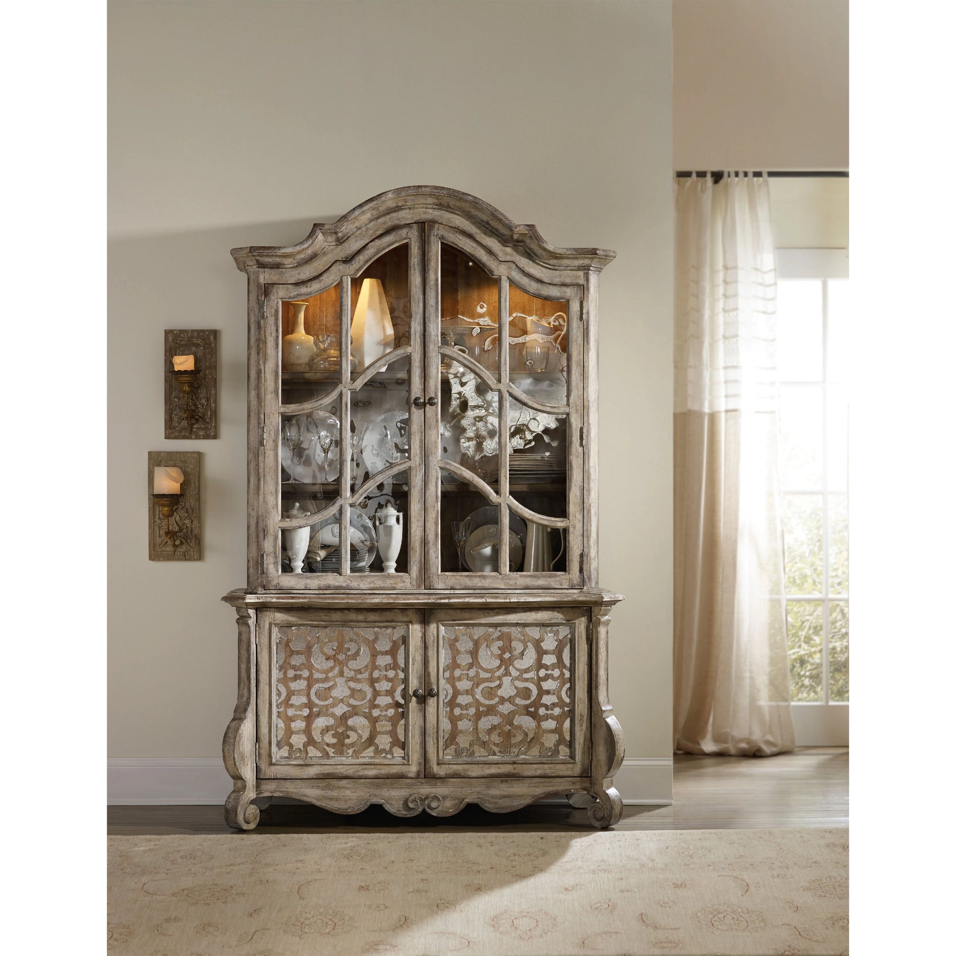 Chatelet Buffet by Hooker Furniture in caramel froth, paris vintage. Made from pecan veneers, resin, solid-wood edge top in a traditional style.
