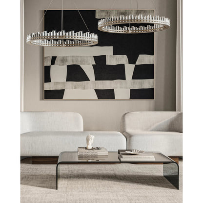 Pleiades Chandelier by Currey and Company in contemporary silver leaf, contemporary silver, clear. Made from wrought iron, seeded crystal in a modern style.