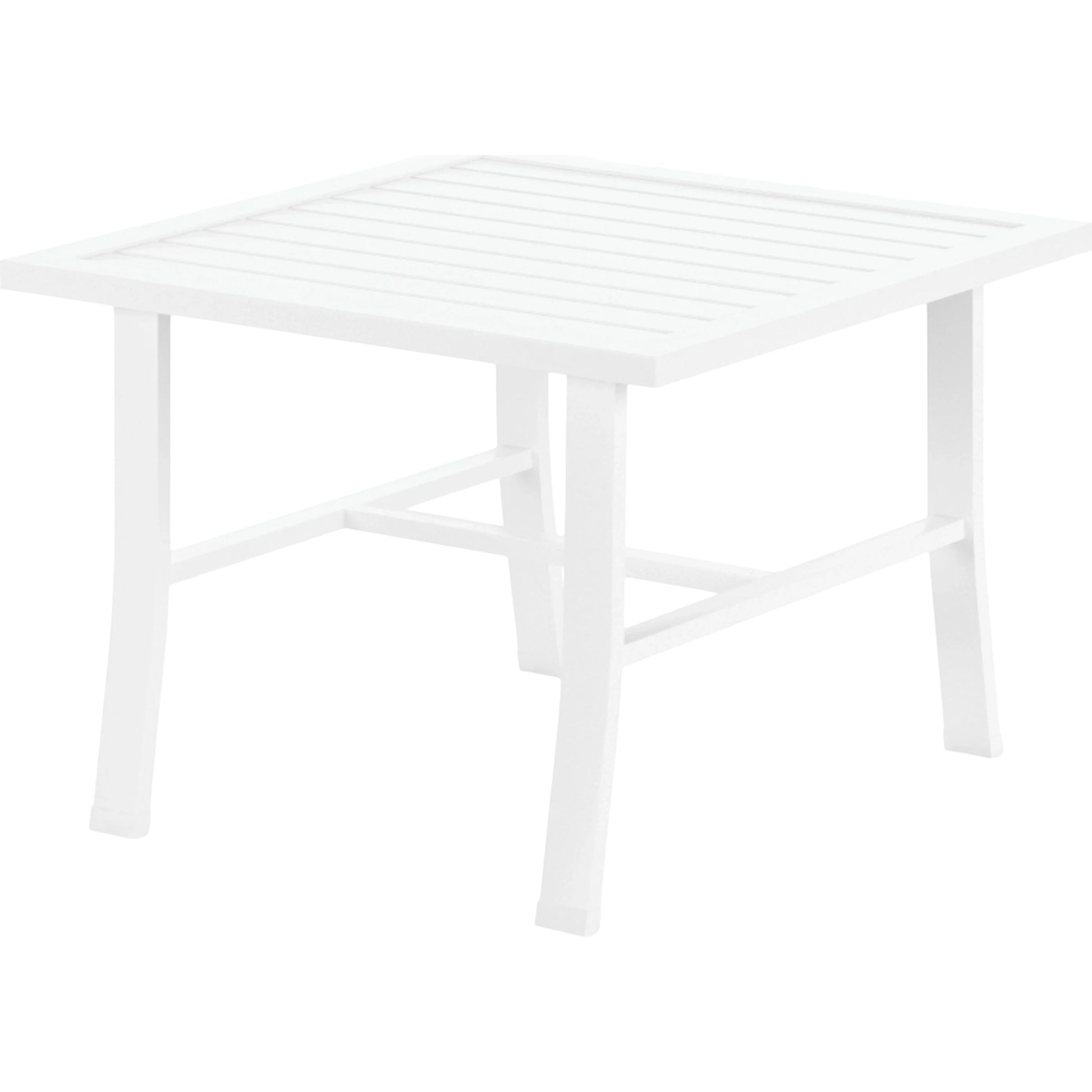 Bristol Outdoor End Table by Sunset West in white. Made from aluminum in a modern style.