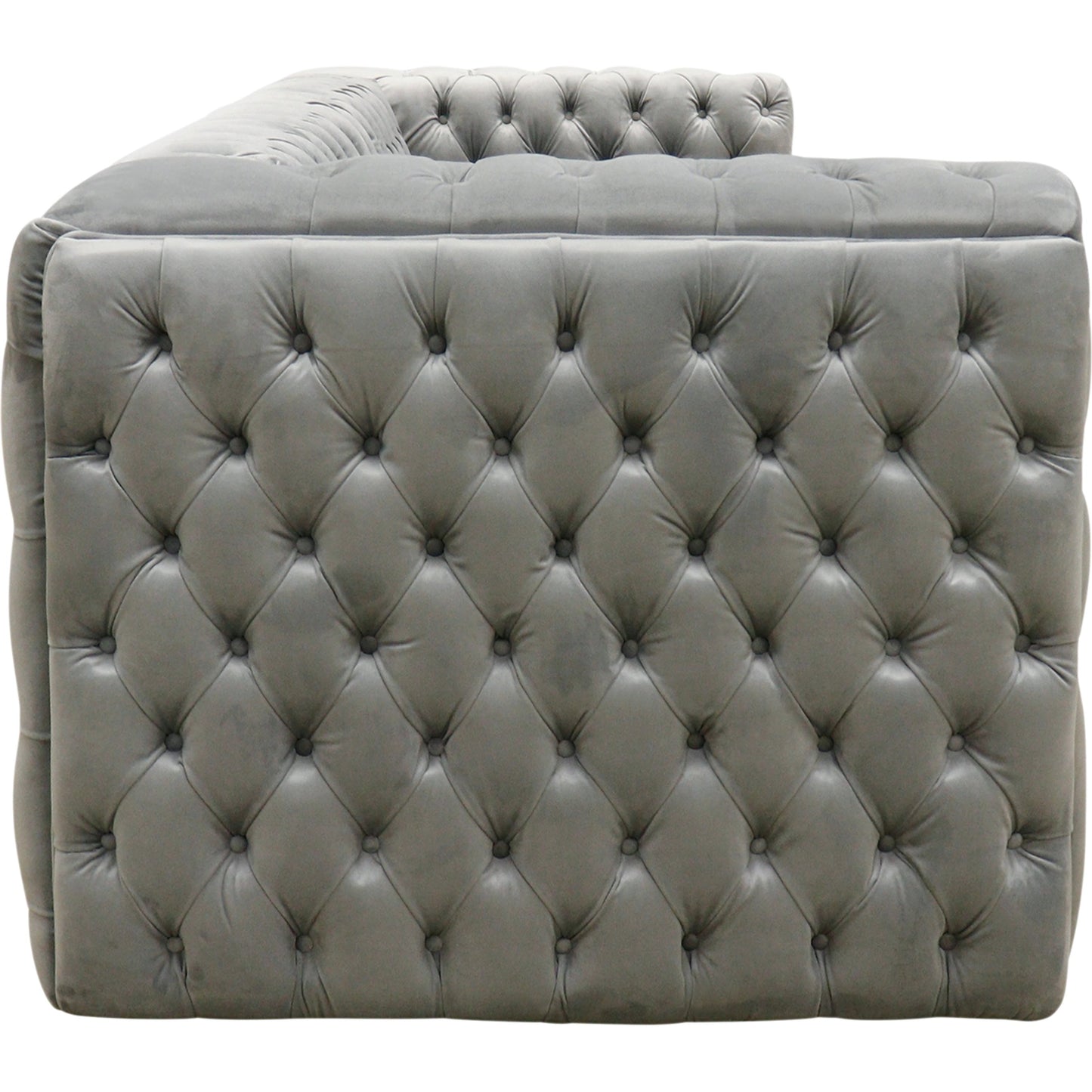 003 SI-1990653 | Additional Silo | Vicenza Velvet Sofa by Pasargad Home in silver. Made from velvet in a modern style.