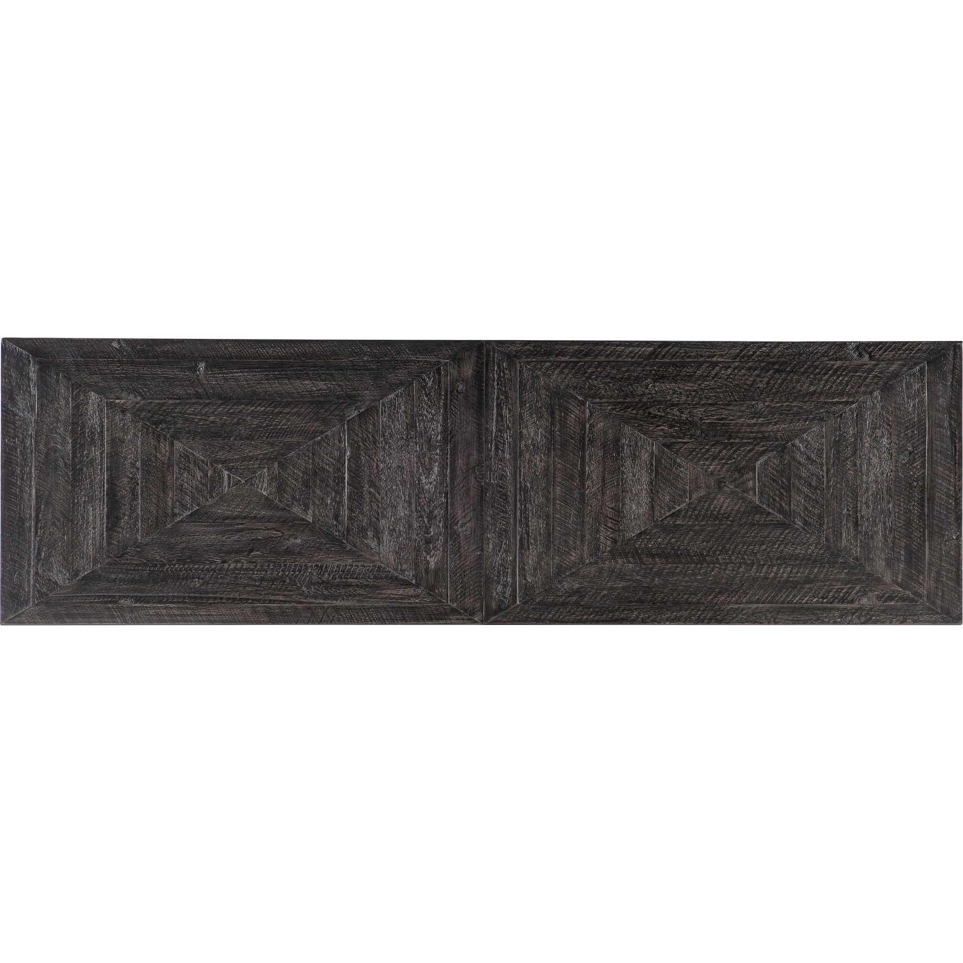 St. Armand Black Entertainment Console by Hooker Furniture in black, pewter. Made from acacia solids with round metal tube, metal sheet in a modern style.