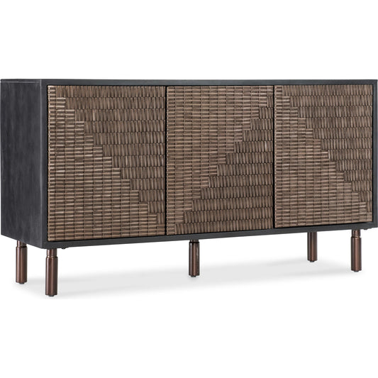 Commerce and Market Jachar Entertainment Credenza by Hooker Furniture in blacks and black iron. Made from unique in a unique style.