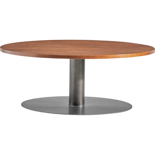 Loft Brasea Round Cocktail Table by Bernhardt in brown. Made from wood, metal in a unique style.