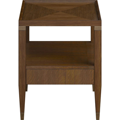 Eave 1 Drawer End Table by A.R.T. Furniture in hazelnut. Made from poplar, parawood solids, walnut veneer in a traditional style.