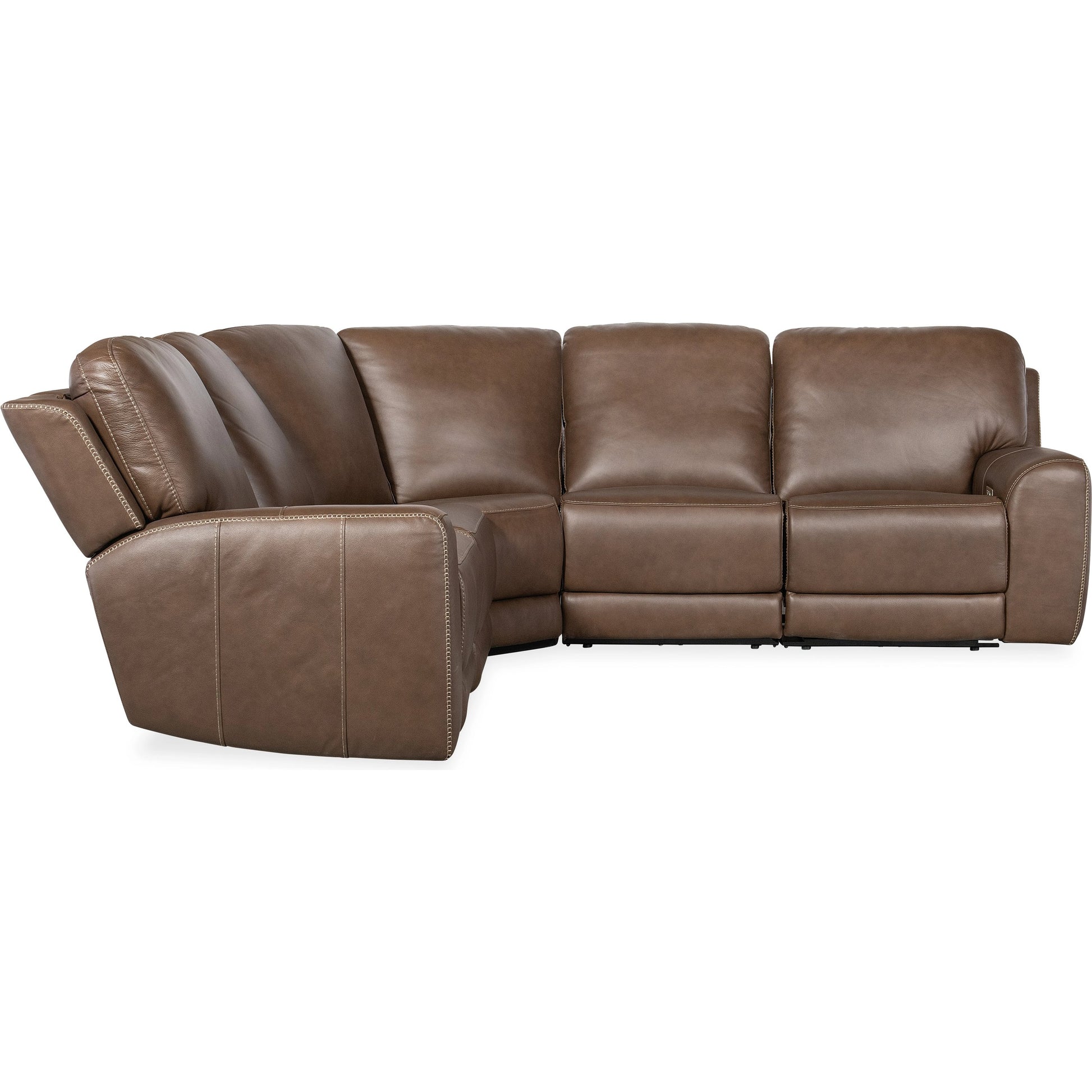 Torres 5 Piece Sectional by Hooker Furniture in sorrento mocha. Made from leather, sorrento mocha (semi-aniline top grain with splits) in a traditional style.