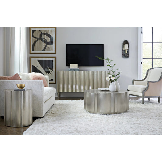 German Silver Entertainment Console by Hooker Furniture in german silver foil. Made from unique in a modern style.