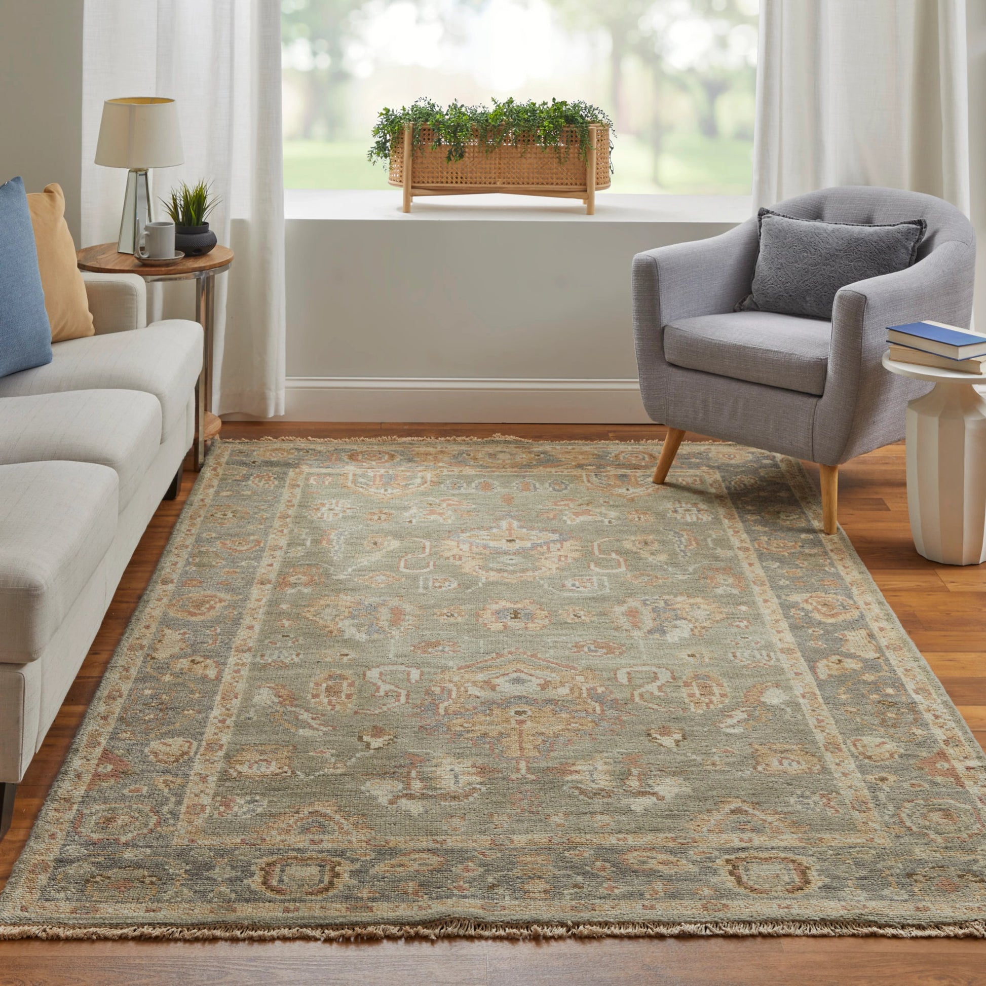Carrington Traditional Oriental Rug - 6504F by Feizy in gray, gold, pink. Made from wool in a unique style.
