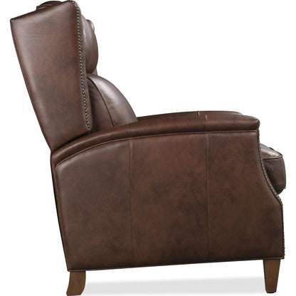 Lansing Power Recliner with Power Headrest by Hooker Furniture in dark wood. Made from leather in a traditional style.