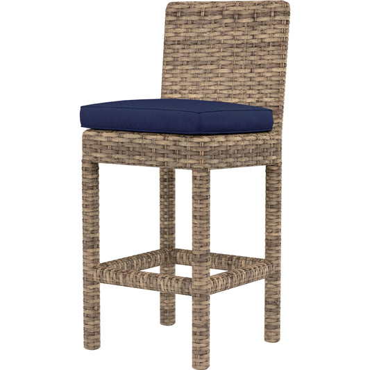 Havana Outdoor Barstool by Sunset West in tobacco. Made from resin wicker in a modern style.