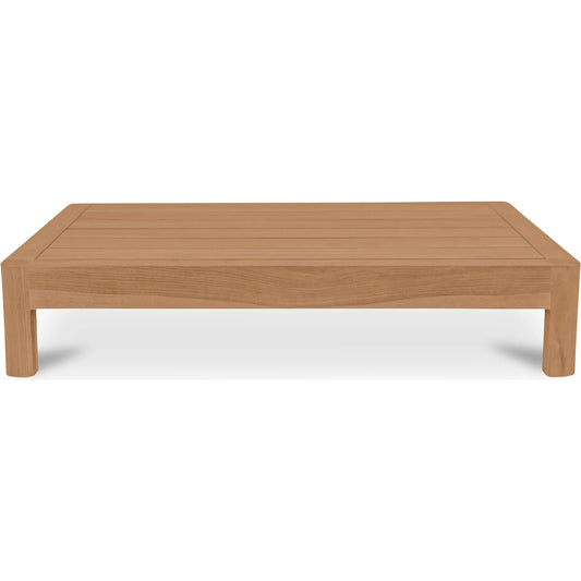 Enzo Outdoor Side Table by Moe's Home Collection in natural. Made from solid teak wood in a unique style.