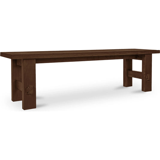 Esmond Outdoor Dining Bench by Moe's Home Collection in brown. Made from solid teak wood in a unique style.