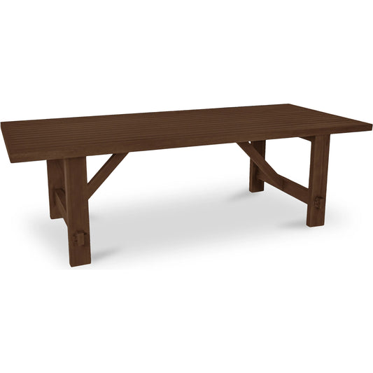 Esmond Outdoor Dining Table by Moe's Home Collection in brown. Made from solid teak wood in a unique style.