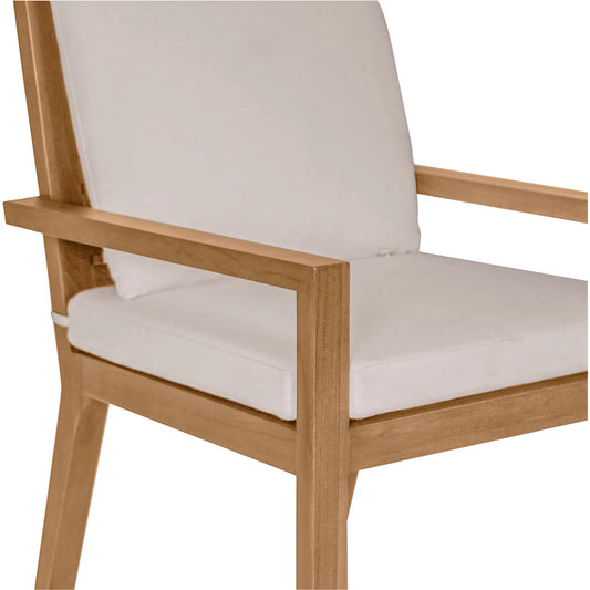 Mateo Outdoor Dining Chair by Moe's Home Collection in white. Made from solid teak wood, quick dry foam, 100% olefin fabirc in a transitional style.