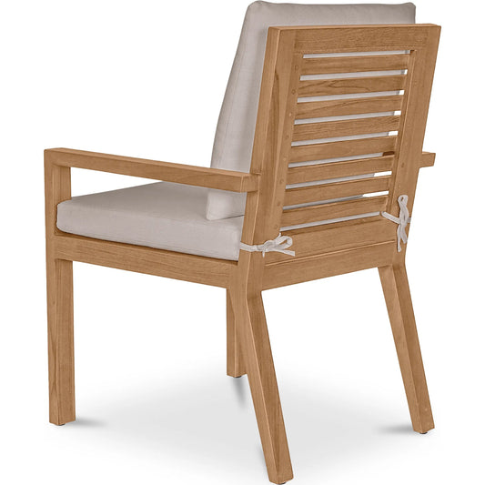 Mateo Outdoor Dining Chair by Moe's Home Collection in white. Made from solid teak wood, quick dry foam, 100% olefin fabirc in a unique style.